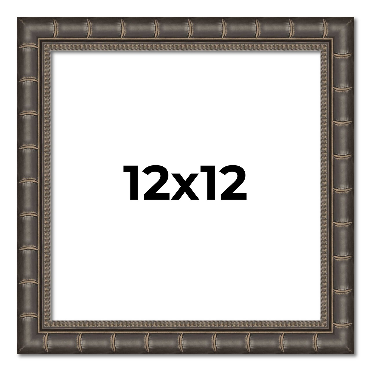 12x12 Black Modern Bamboo Picture Frame - UV Acrylic, Foam Board Backing, Hanging Hardware